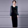 Zhili Women's Gold Velvet Long-Sleeve Dress with Coat - 2025 Spring Collection