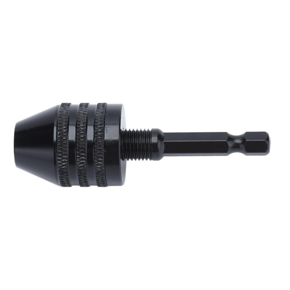 Aluminum Alloy Keyless Drill Chuck Black Drill Bit Chuck Tool Hex Shank Chuck Impact Driver