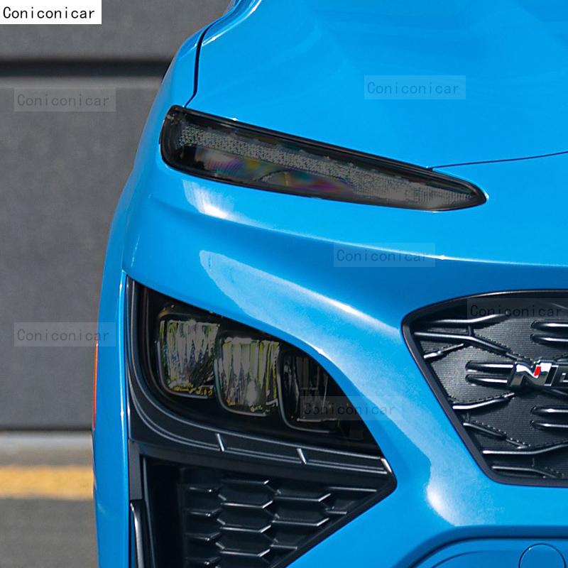 Для HYUNDAI KONA 2021 2022 Автомобильная фара Черная Защитная пленка из ТПУ Изменение цвета наклейки Аксессуары