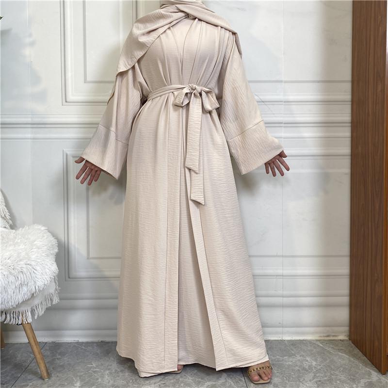 Women Open Abaya Kaftan Dubai Turkey 2 Piece Muslim's Set Luxury Islam Robe African Dress Kimono Morocco Clothing Caftan Fashion