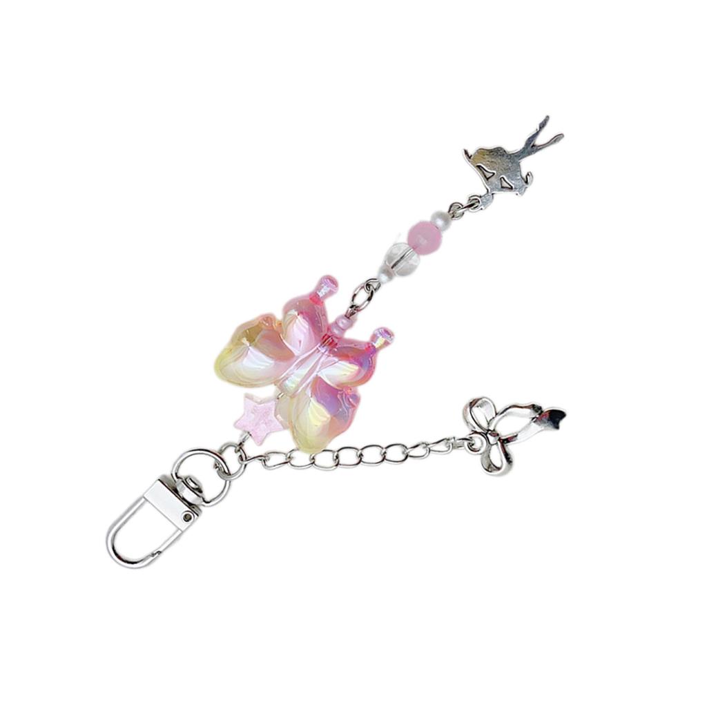 Стильное украшение для телефона и ключей Элегантный акриловый кулон-шарм в виде бабочки с цветовым градиентом для телефонов и ключей