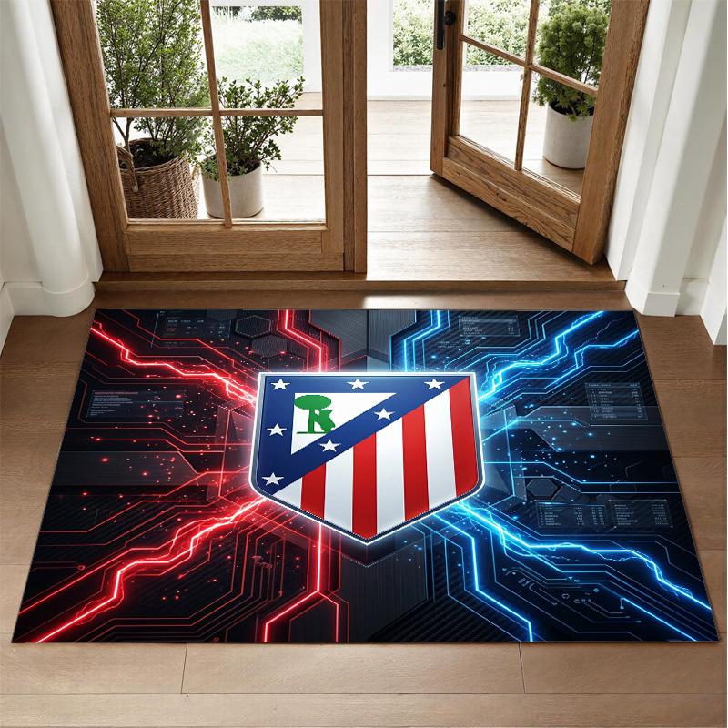 Atletico Madrid Design Crystal Velvet Rug Soft Decorative Mat for Bedroom Entrance