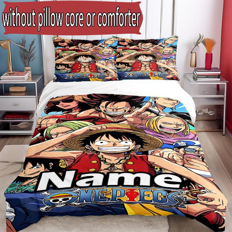 3pcs Duvet Cover Set (1*Duvet Cover + 2*Pillowcase, Without Core), Custom Name Anime Pattern Bedding Set, Home Bedroom Decor Gift