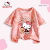Детская футболка Hello Kitty с коротким рукавом, 100% хлопок, летний топ для девочек, розовый, для малышек, с коротким рукавом, нижняя рубашка для девочки