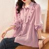 Рубашка женская новая свободная рубашка из шифона с эффектом затенения живота, модные повседневные топы для пожилых людей, женские рубашки