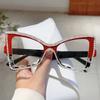 Trendy Retro Oversize Cat Eye Frame Women Crystal Shiny Decor Glasses Blue Light Blocking Ins Brand Design Eyewear