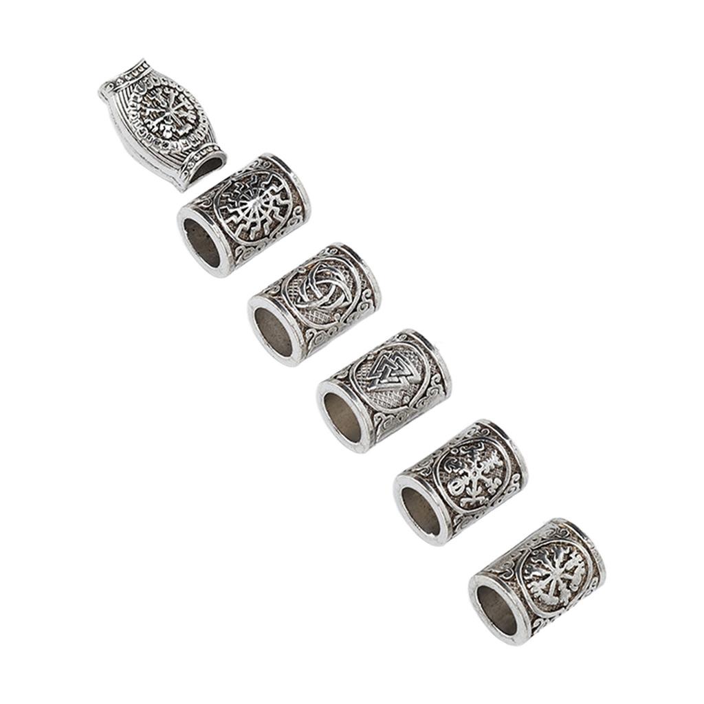 6pcs Beard Hair Beads Alloy Elegant and Stylish Vintage Hair Tube Beads for Women Men