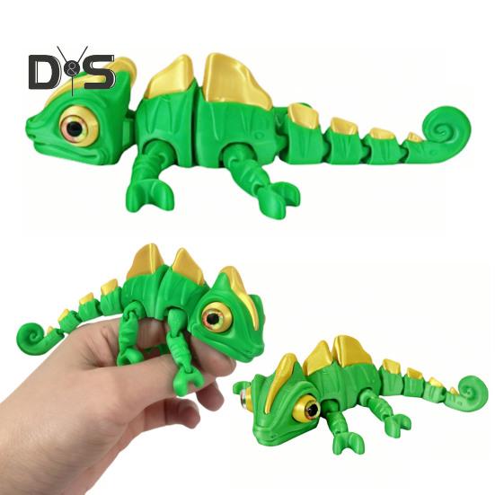 3D-печатная фигурка хамелеона, подвижные глаза, мини-фигурка ящерицы, шарнирная модель животного, игрушка, украшение для дома, офиса, книжной полки, рабочего стола