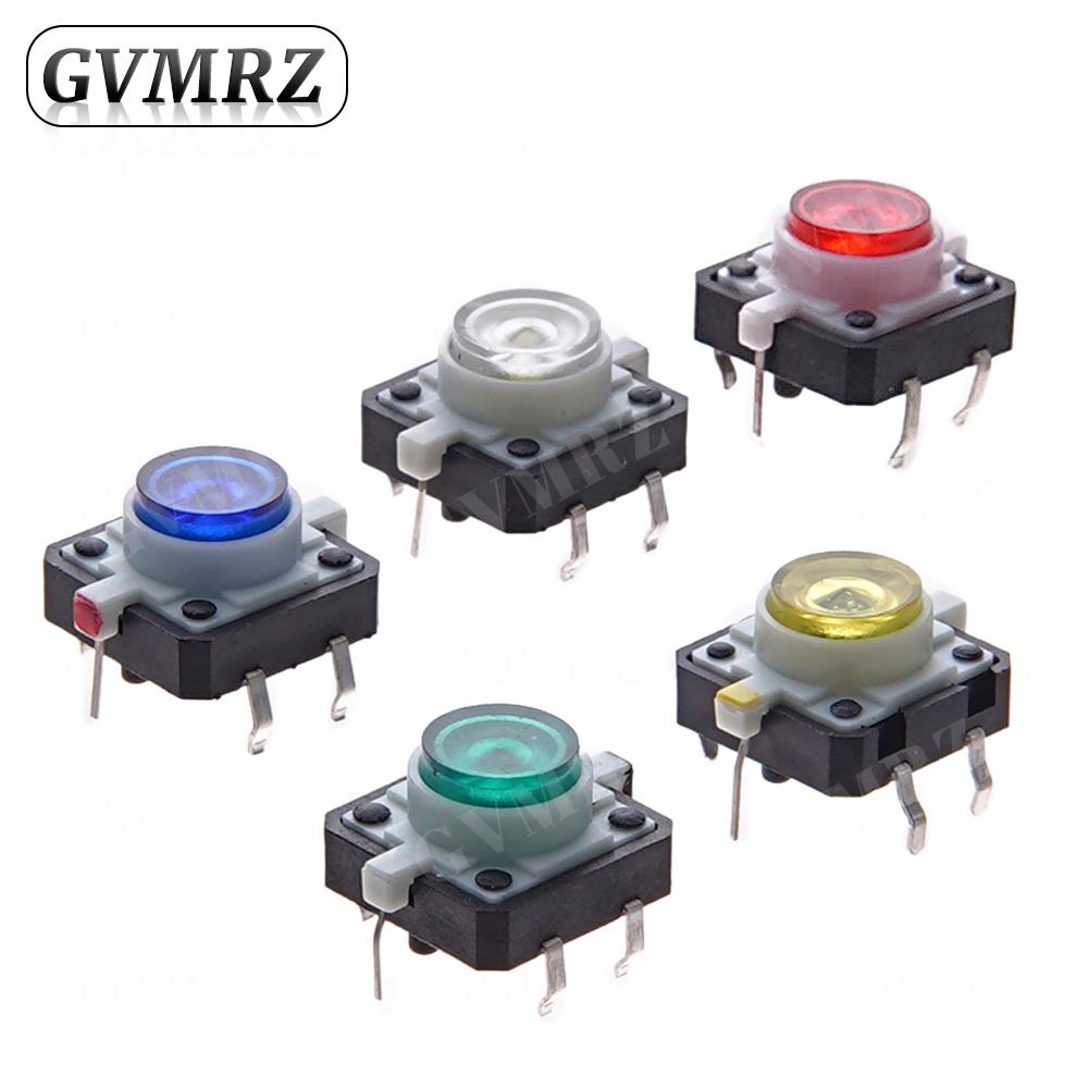 5PCS 12X12X7.3 Tactile Push Button Switch Momentary Tact LED 5 Color 12X12X7.3mm 12*12*7.3mm