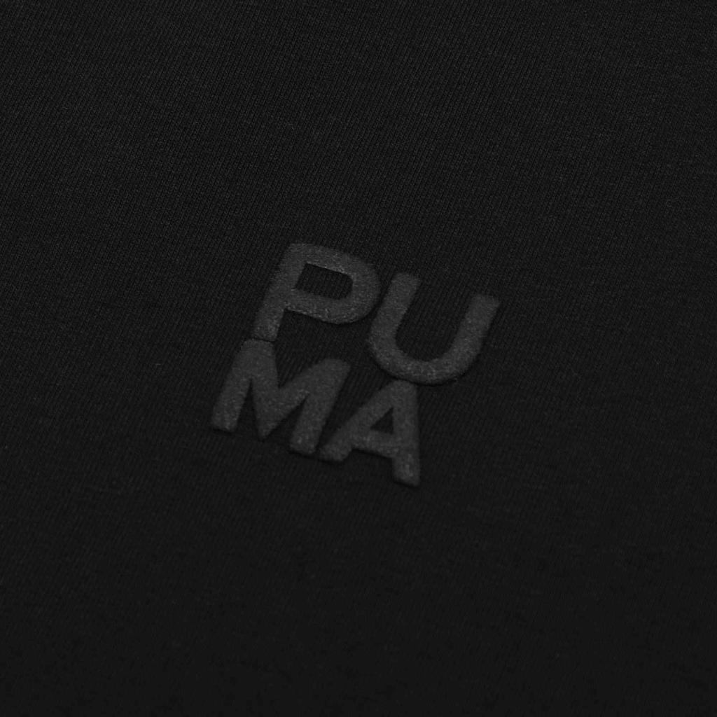 Puma Однотонная футболка с микро-логотипом, повседневная, с круглым вырезом и короткими рукавами, женский топ, черный 537642-01