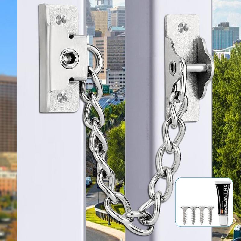 Black Latch Safety Chain Window Child Safety Lock Limiter Casement Window Limiter Chain Outside Opening Window Protective