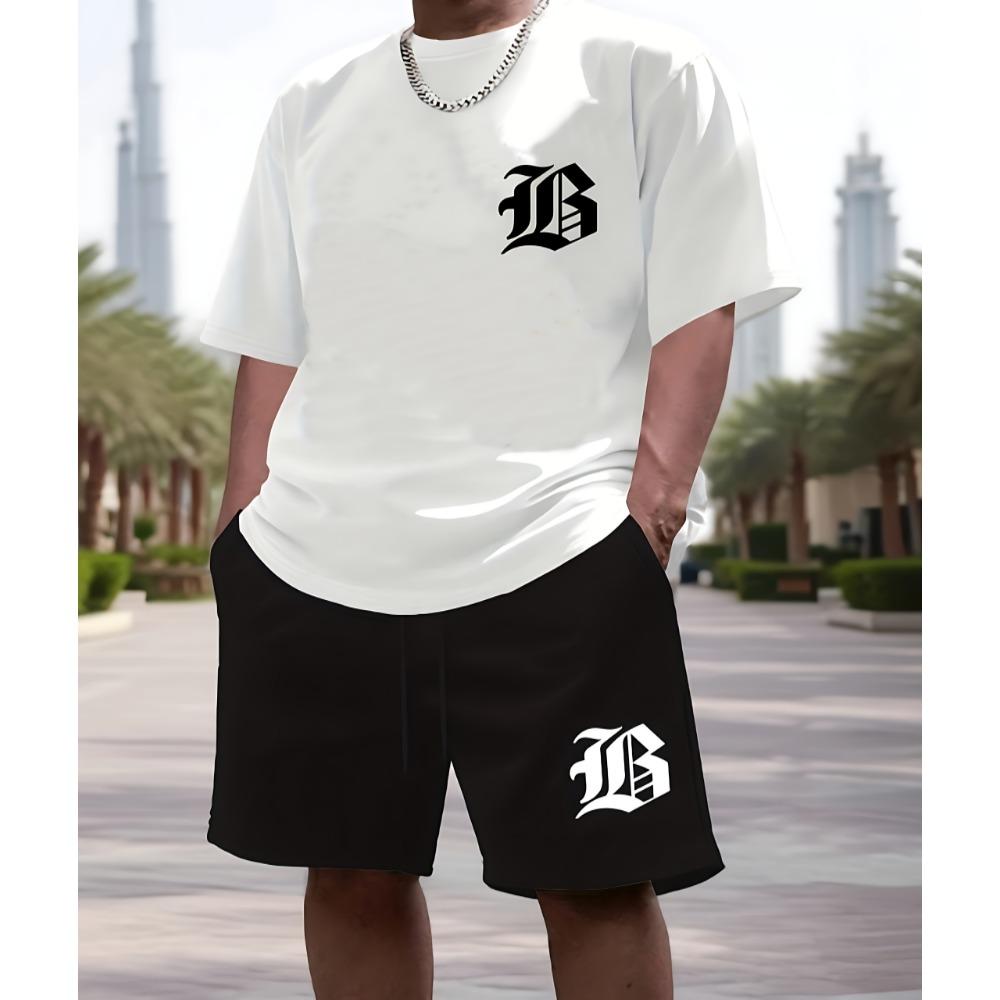 Лето 2025 Новый Мужской Костюм Повседневная Мода 3D Принт Одежда для Улицы Простой Стиль