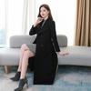 Women's Long Coat for Spring/autumn Seasons: Knee-length, Thick, with A Collar, Slim-fitting, and Waist-defining Design.