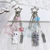 Creative Cute Flocked Kitten Strawberry Pendant Keychain Sweet Animal Keyring Backpack Decoration Accessories Best Friend Gifts