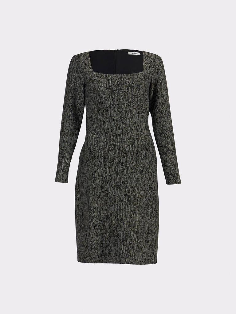 Трикотажное черное платье с квадратным вырезом