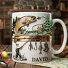 2D print Fishing Lover Gift Mug-Personalized Fishing Cup for Angler,Custom Name Fish Design Ceramic Coffee Mug Birthday Present