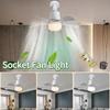 Socket Fan Light E27 Base Wireless Remote Control LED Bulb Ceiling Fan Dimmable Quiet Fan with Lamp for Bedroom Living Room