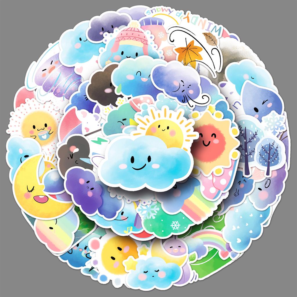 50 Mood Weather Graffiti Stickers Cartoon Hand-painted Decorative Mobile Phone Water Cup Stickers