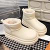 Нишевые оригинальные белые бархатные утепленные и высокие ботинки-луноходы на толстой подошве женские новая зимняя теплая хлопковая обувь