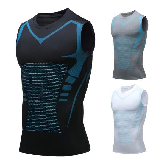 Мужской спортивный жилет Slim Fit Высокая эластичность O-образный вырез быстросохнущая без рукавов компрессионная майка для моделирования фигуры для бега в спортзале баскетбольная майка