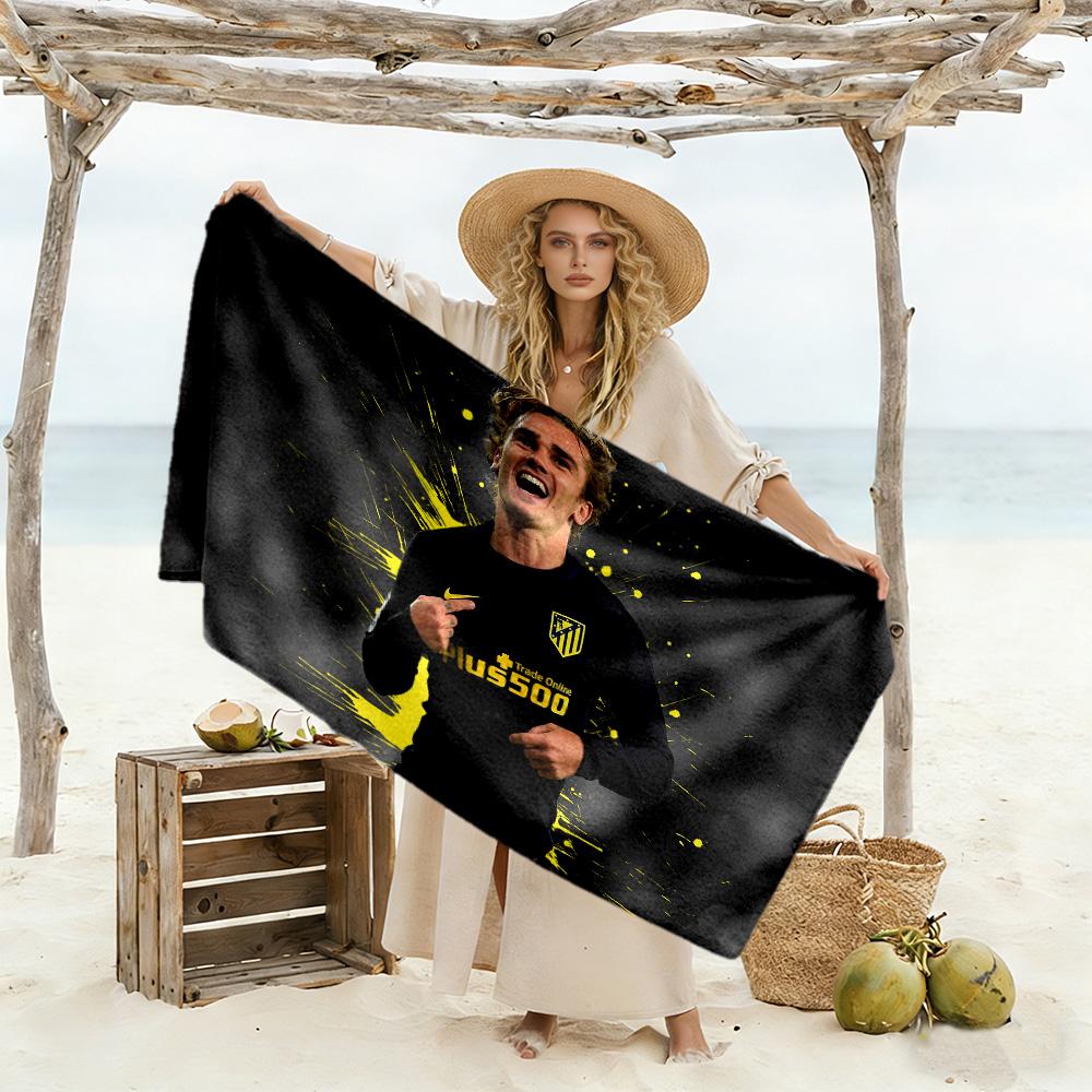 Football Player Illustration Beach Towel Soft Durable Quick-Dry Comfortable Lightweight