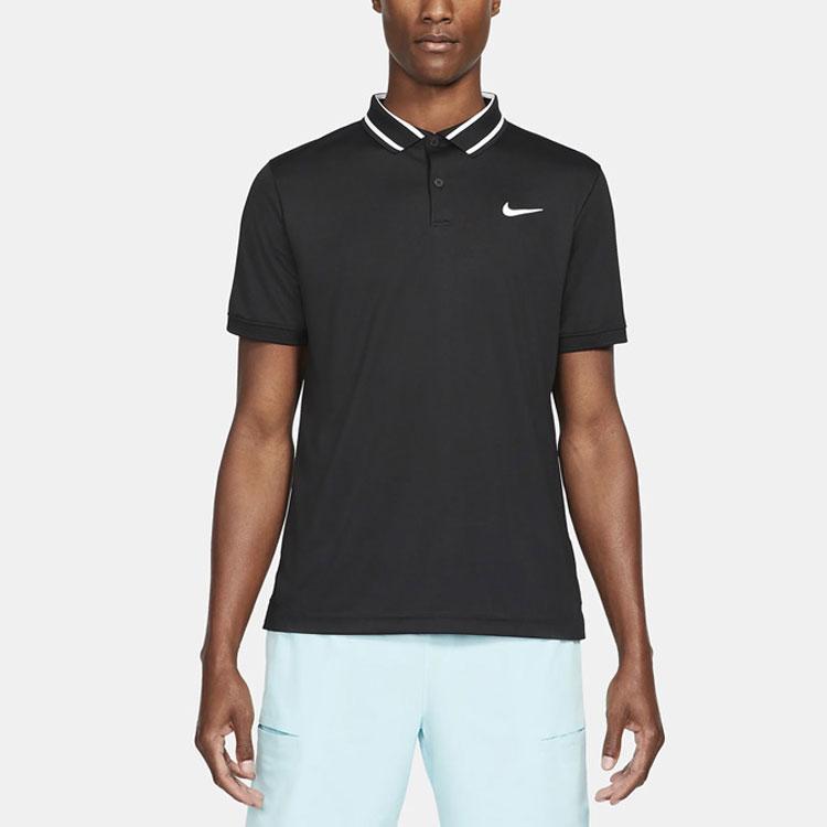 Nike Мужские футболки-поло Черные с круглым вырезом Умеренный прямой крой CW6848-010