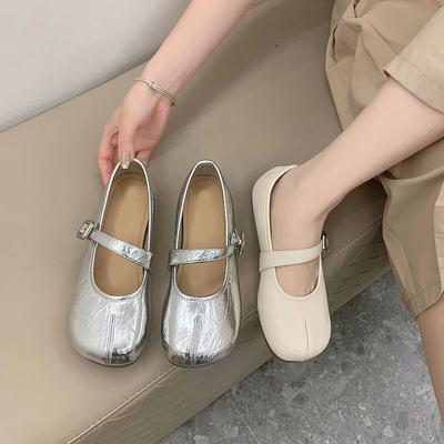 Туфли Мэри Джейн лето новые мелкий вырез круглый носок ремешок с пряжкой на одно слово плоская подошва модные универсальные жемчужные шнурки одинарная обувь