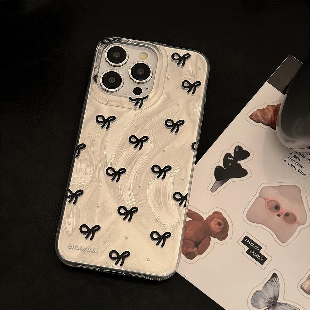Роскошный лазерный серебристый чехол с бантом для iPhone 17 Air 16 15 14 13 12 11 Pro Max Plus 16E 7 8 SE2 X XS XR Противоударный бампер Fundas
