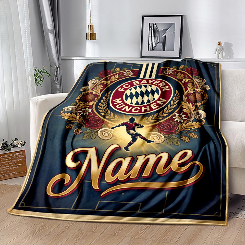 Vintage Bayern Munich Poster Personalized Text Blanket Multi-purpose Customizable Blanket Durable Comfort for Nap Couch Seaside Sofa