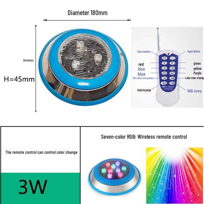 Светодиодный настенный светильник для бассейна 6 Вт RGB из нержавеющей стали с дистанционным управлением