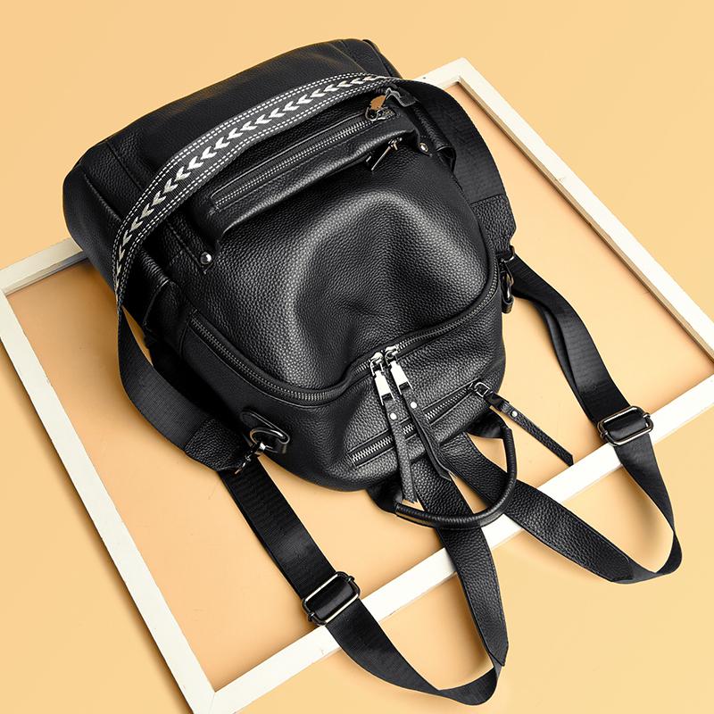 Luxury Solid Cowhide Bags For Women 2023 New Designer High Quality Genuine Leather Backpacks Women School Bags For Teenage Girls