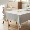Grey Tablecloths with Cotton Tassels, Farmhouse Table Cloth Rectangle Table, Rectangle Tablecloth for Kitchen, Dining, Part