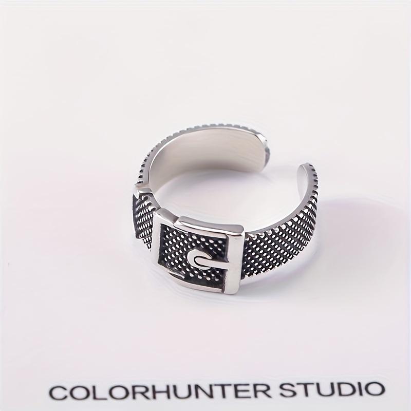 Belt Buckle Ring Men's Trendy Men's Index Finger Ring Simple Retro Hong Kong Style Ring Jewelry Design Punk