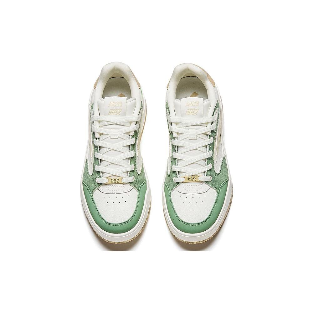 Anta Удобные универсальные прочные низкие кроссовки для скейтбординга женские кроссовки белые зеленые 122348067-5