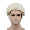 Grey White Black Lawyer Judge Baroque Curly Male Costume Wigs Deluxe Historical Long Synthetic Cosplay Wig for Halloween