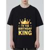 Черная футболка Я Король Дня Рождения Принт Корона и Звезды для празднования Дня Рождения