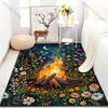 Flowers and Bonfire Print Carpet for Bedroom Living Room Bedside Sofa Floor Mat Modern Home Decor Space Area Rug for Gifts