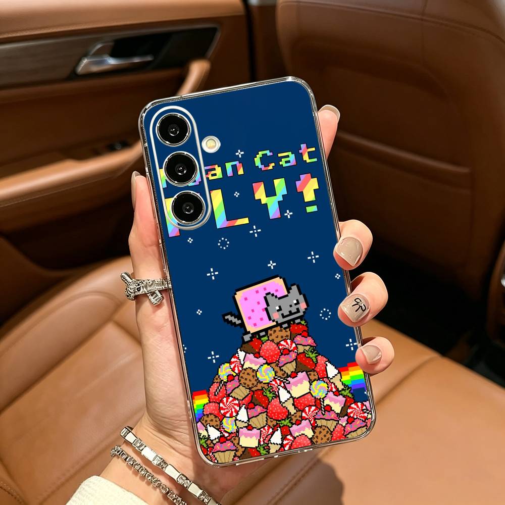 Милый чехол-котик N-Nyan -C- для Samsung Galaxy A71,A70,A52,A51,A40,A30 Прозрачная крышка