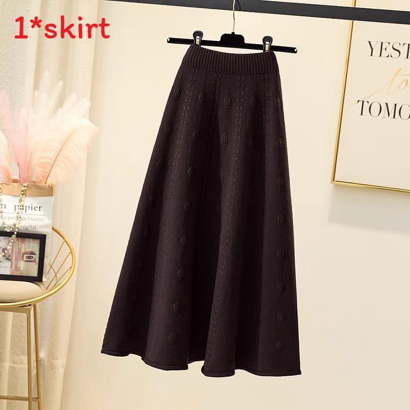 Womens High Waist Knitted Midi Skirt With Thick Woolen Material For Autumn Winter Elegance