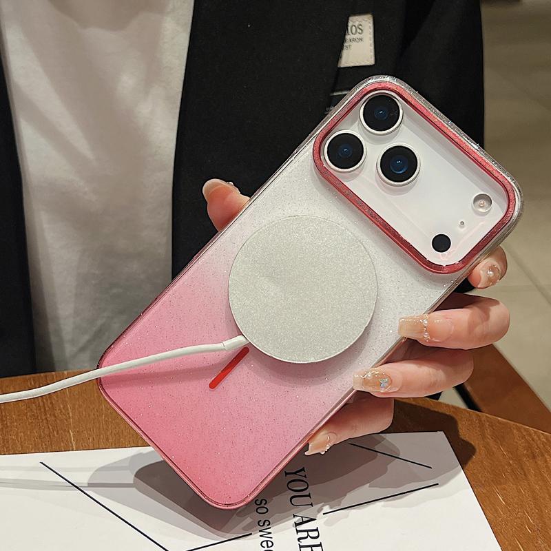 Transparent Starry Sky Glitter Magnetic Attraction Case for IPhone 17Air 16E 15 14Plus 17Pro Hard Silicone Shockproof Back Cover