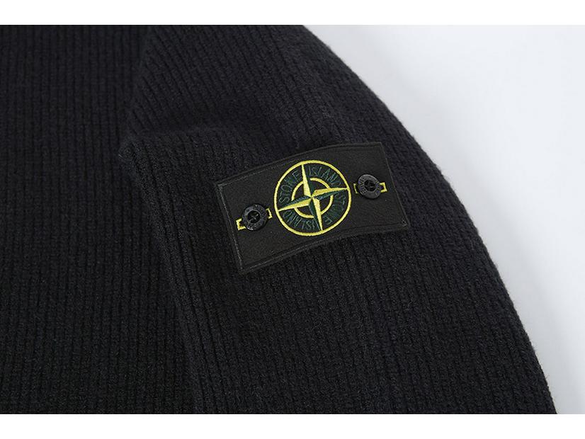 Унисекс Осенне-Зимний Кардиган на Молнии с Каменным Узором: Стойка воротника, Деталь с нашивкой, Двухцветный вязаный свитер