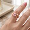 Elegant Flower Crystal Ring Light Luxury Finger Jewelry Sweet Rhinestone Ring  Girls