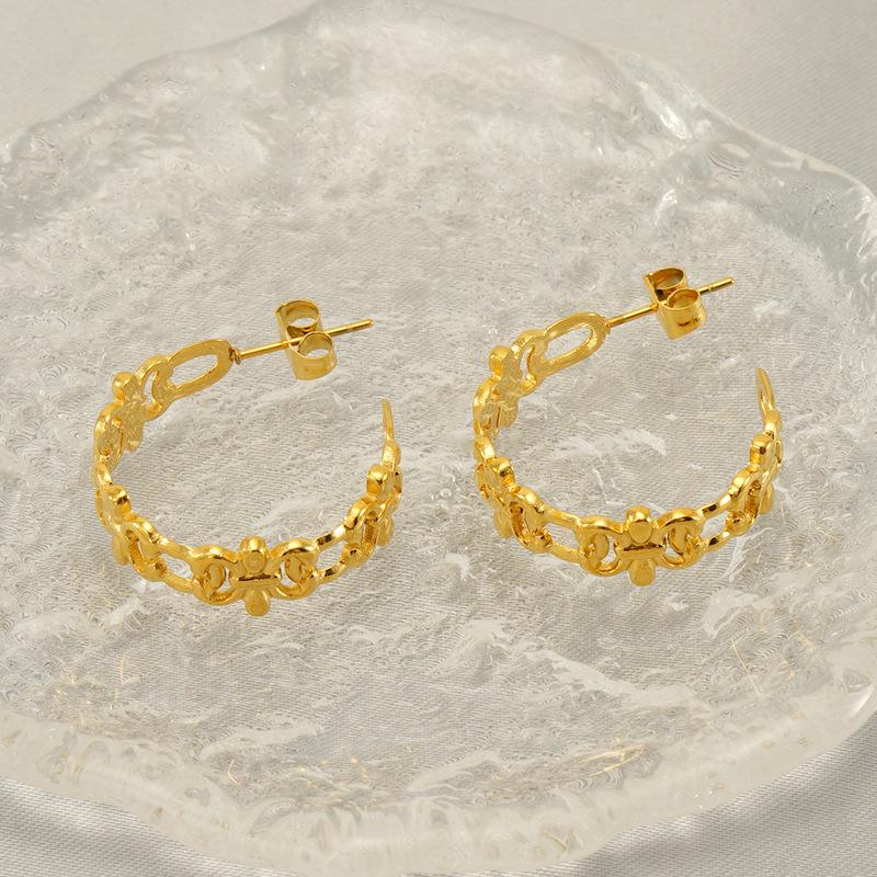 Модный дизайн текстура ретро титановые стальные серьги нишевые высококачественные серьги из нержавеющей стали женские