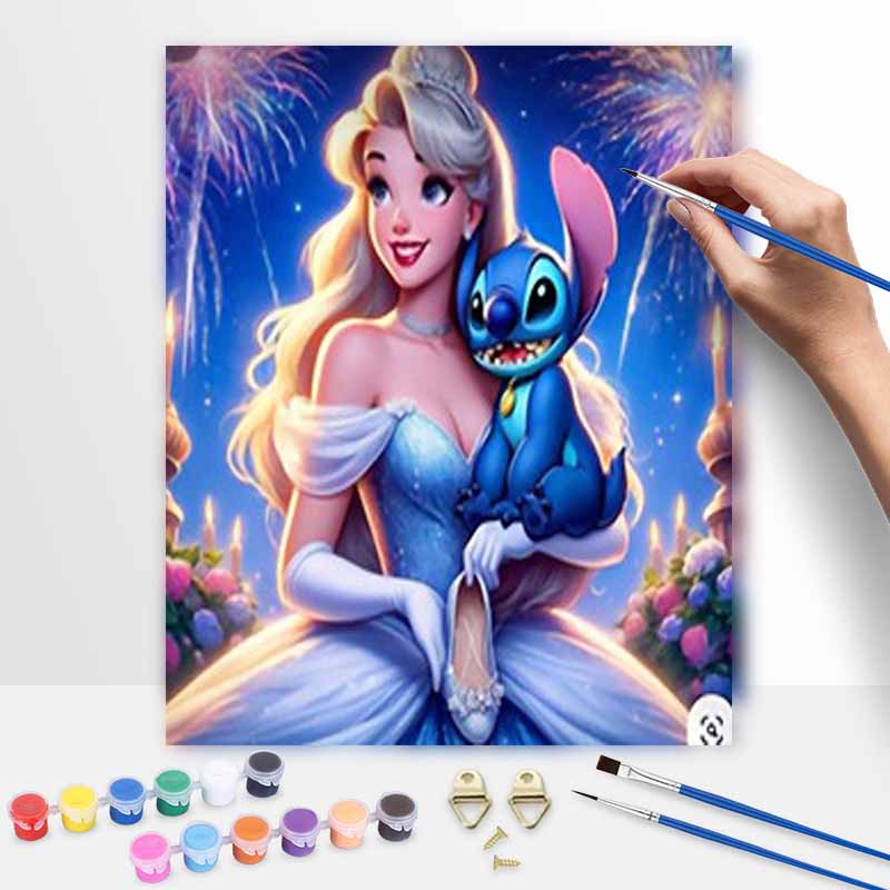 Disney Золушка Стич масляная живопись искусство набор для рисования ручная работа DIY подарок украшение дома ночь фейерверков романтическая принцесса креативное украшение