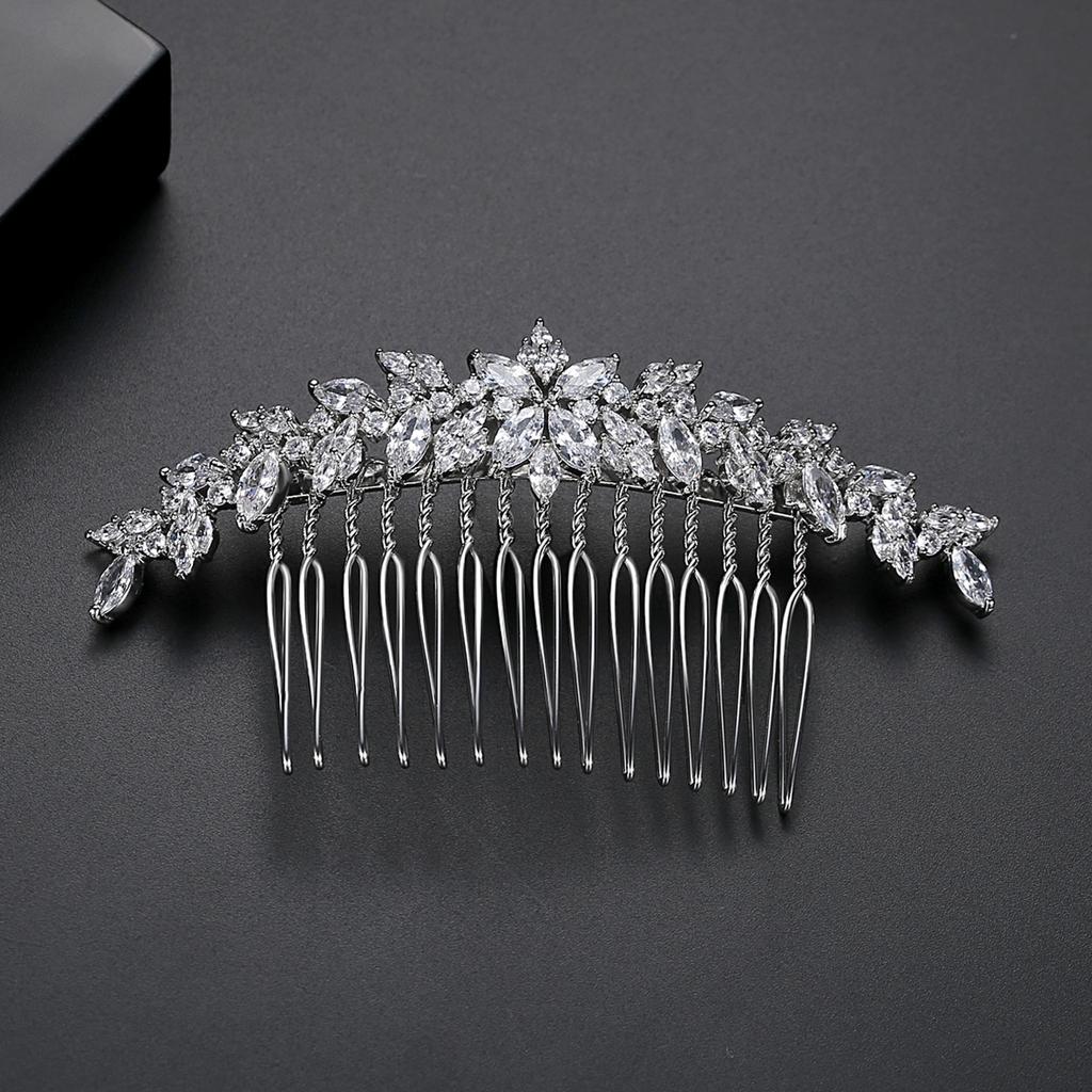 LUOTEEMI Wedding Flower AA a Cubic Zircon Hair Pins for Woman Vintage Style Jewelry Design
