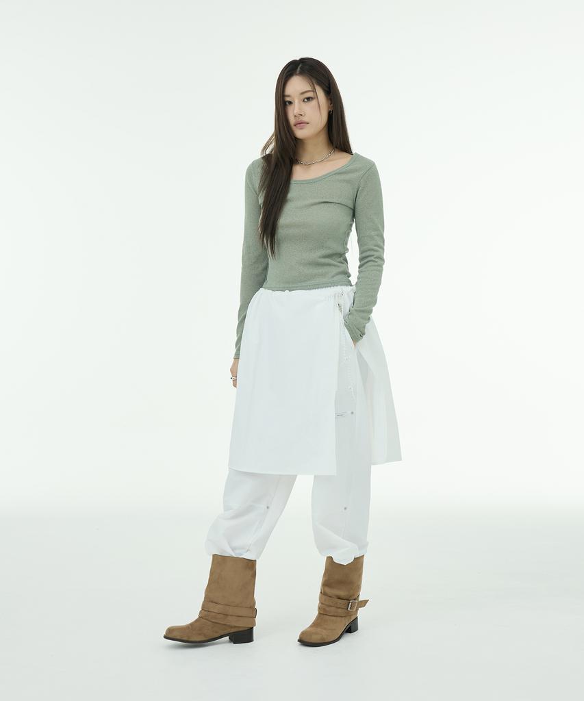 Mutlet Overlap Layering Skirt - Ivory