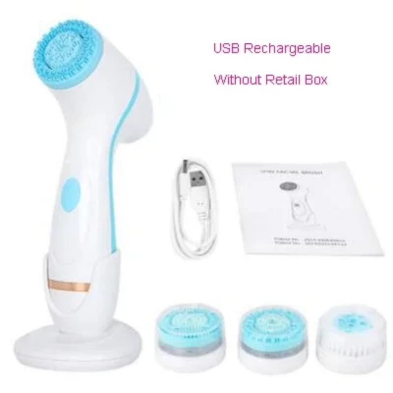 Силиконовая щетка для лица, водонепроницаемая электрическая щетка для очищения лица, очиститель кожи, отжим, глубокая очистка пор, удаление прыщей