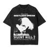 Washed T-shirt Horror Silent Hill Paradise Night Hip-hop T-shirt Street Street Short-sleeved Printed Top Men