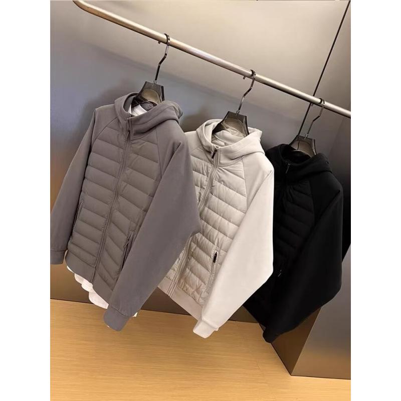 Men's Casual Hooded Winter Cotton Jacket - Loose, Trendy, Solid Color Spliced Design