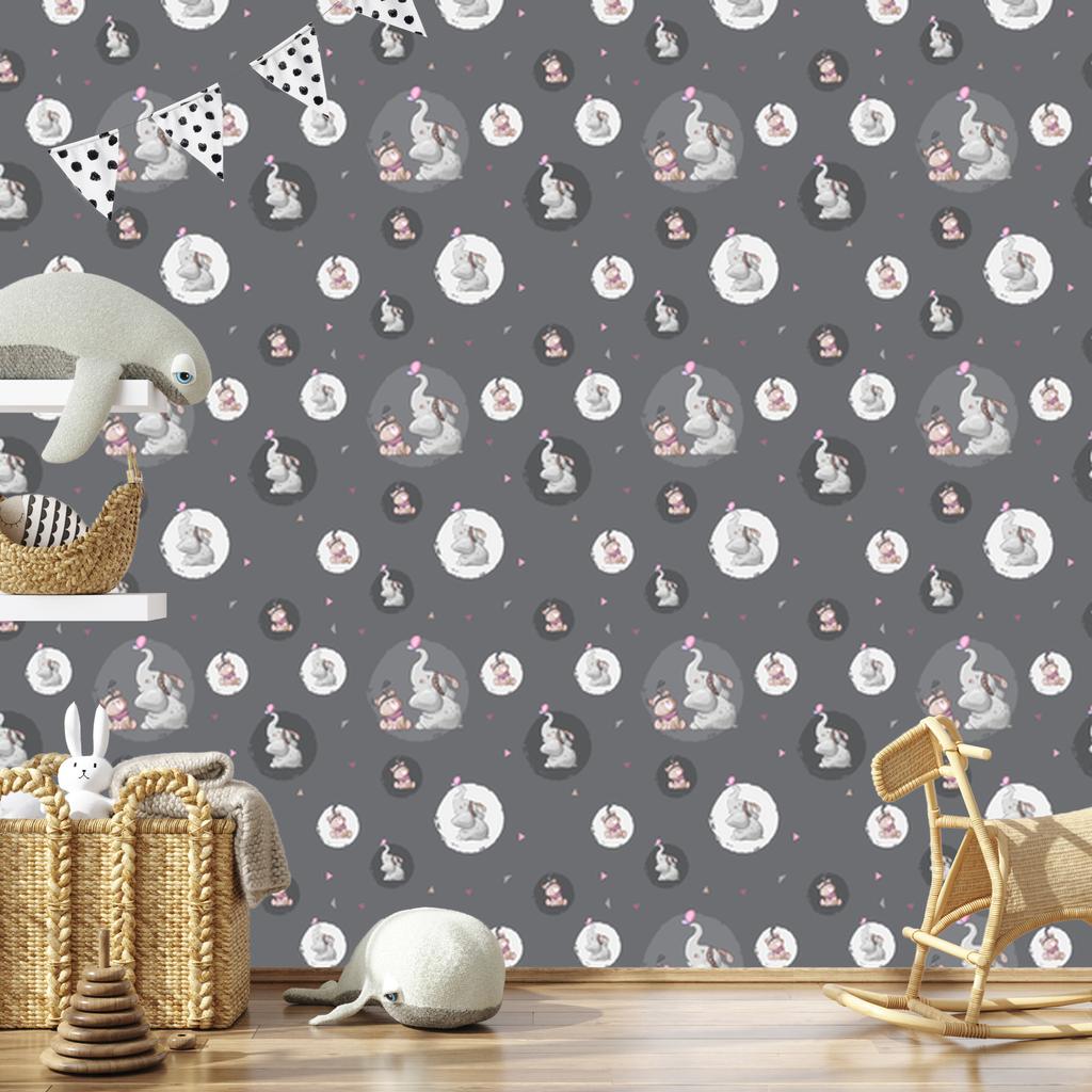 Teddy bears and elephants wallpaper for living room and bedroom 50x1000